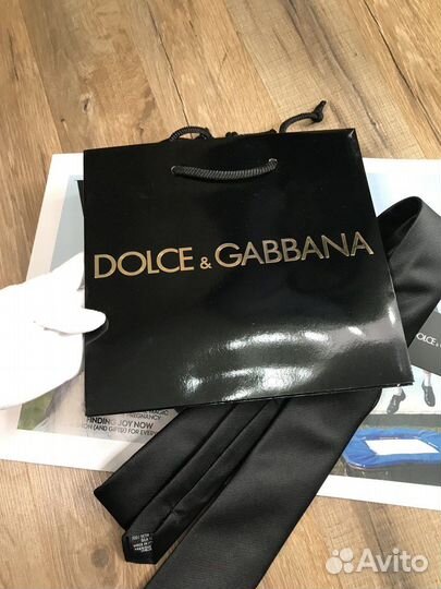 Галстук черный узкий шелковый Dolce Gabbana (#264)