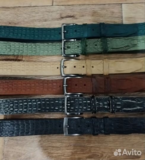 Ремень из натуральной кожи тиснение Рептилия