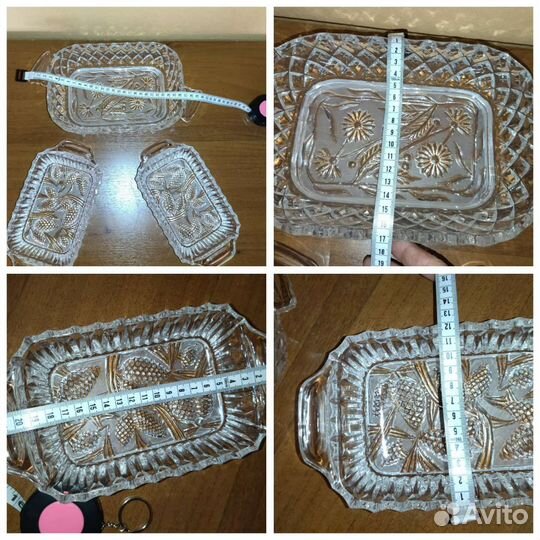 Хрустальный салатник прямоугольный большой бронь