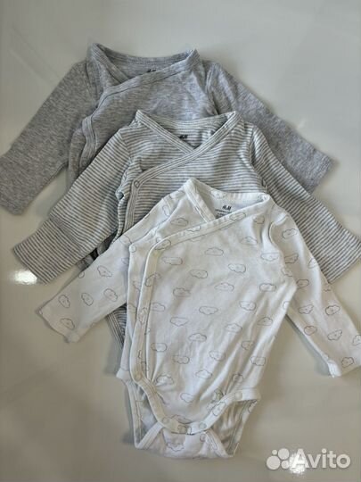 Набор из 3 боди на запахе 2-4 мес H&M 62