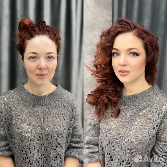 Любой макияж+прическа