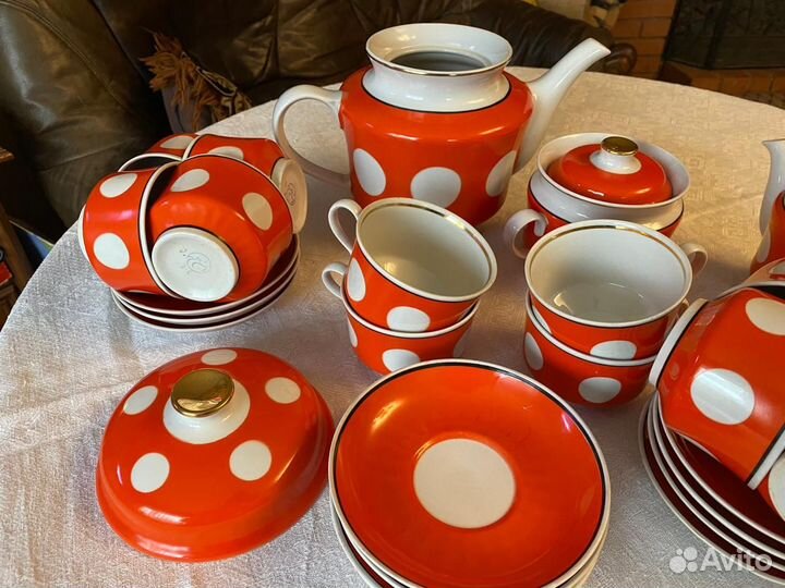 Чайный сервиз СССР «Горох» Винтаж, 12 персон