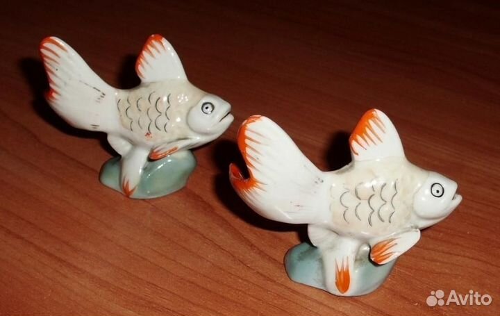 Фарфоровая статуэтка рыбка Дулево СССР 2 шт 1 лот