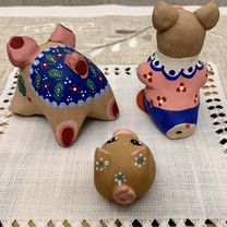 Поросята, хрюши, глина, свистулька, 3 шт, Москва
