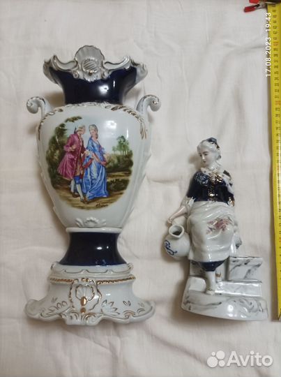 Ваза И статуэтка. фарфор. золото
