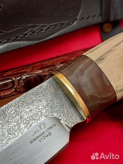 Нож охотничий кованный Х12мф в подарочном кейсе