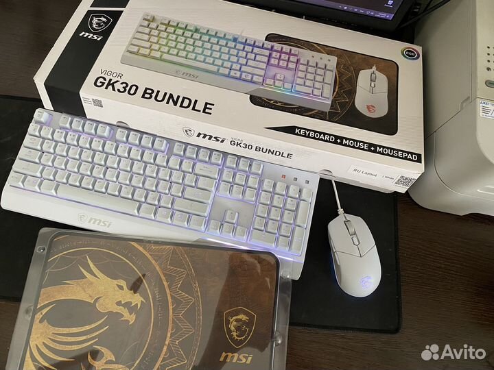 Клавиатура + мышь + коврик (msi vigor gk30 bundle)