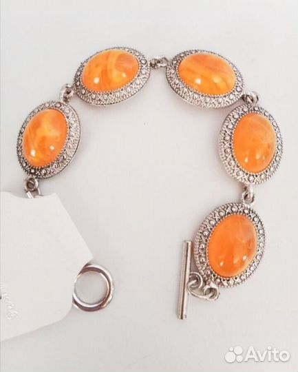 Комплект бижутерии с искусственным янтарём