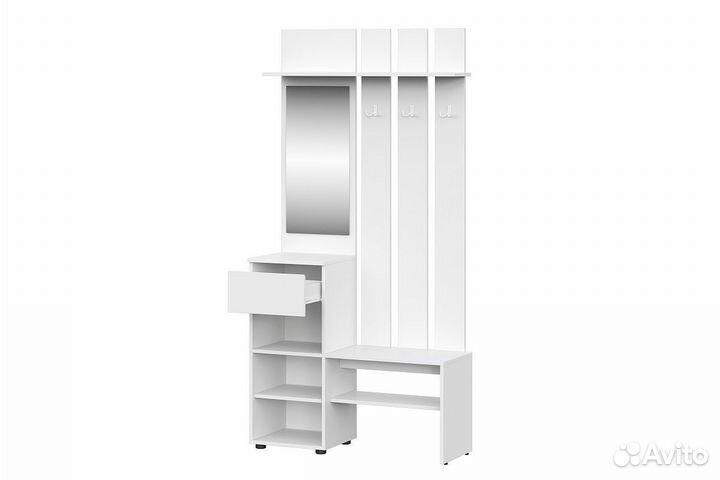 Прихожая Токио вешалка с зеркалом Белый 100х200