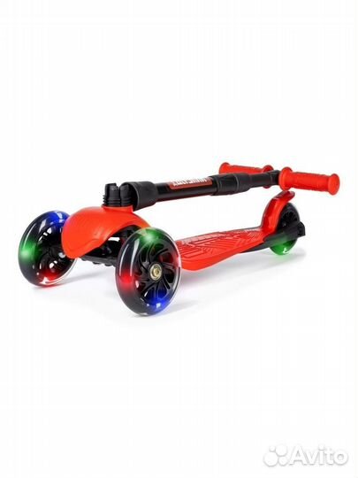 Самокат детский boss (светящиеся колеса) красный