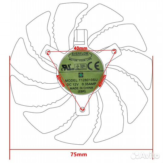 Вентилятор для видеокарт Gigabyte t128010su