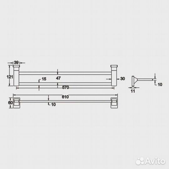 Полотенцедержатель Rose RG1627, хром