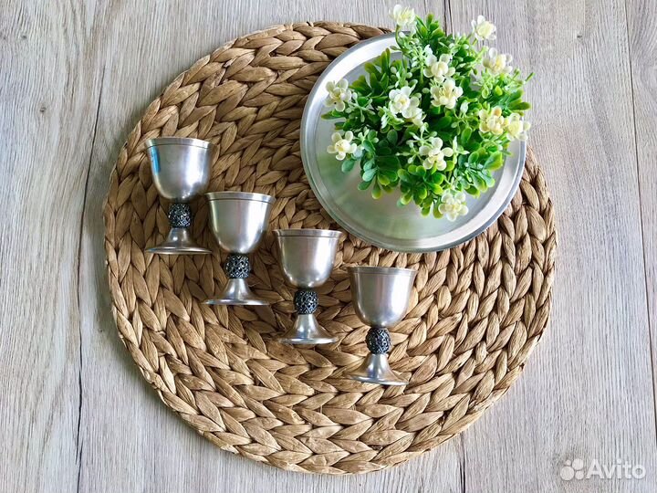 Посеребренный мельхиоровый набор СССР 5 предметов