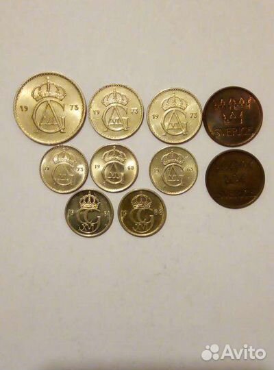 Монеты Швеции. Лот из 10 штук