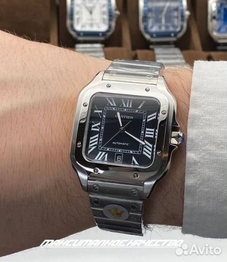 Мужские часы Cartier Santos черные