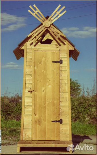 Дачный туалет деревянный прямоугольник GBL