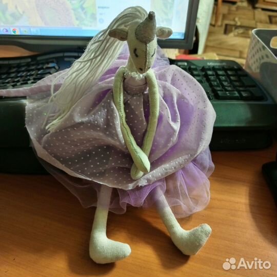 Единорог-девочка авторская игрушка кукла ручная р