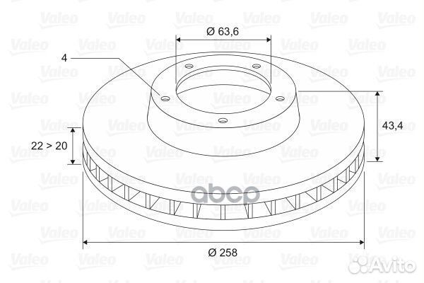 Диск тормозной Перед 297560 Valeo