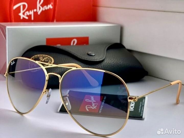 Очки ray ban aviator голубые
