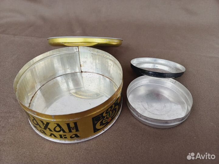 Жестяные банки от халвы Тахан и леденцов, СССР