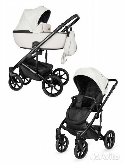 Коляска rico basic 2 в 1 белая экокожа