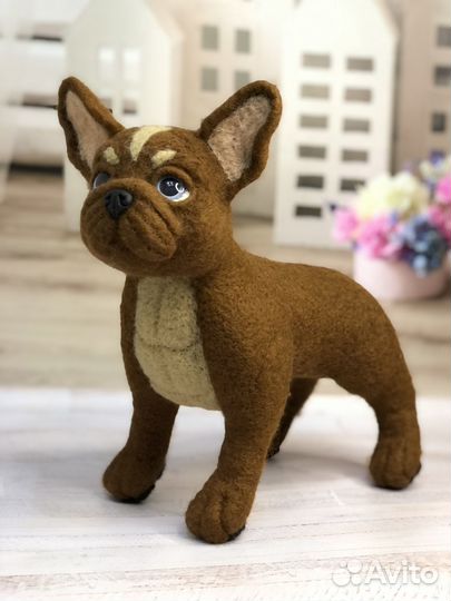 Французский бульдог. Интерьерная игрушка из шерсти