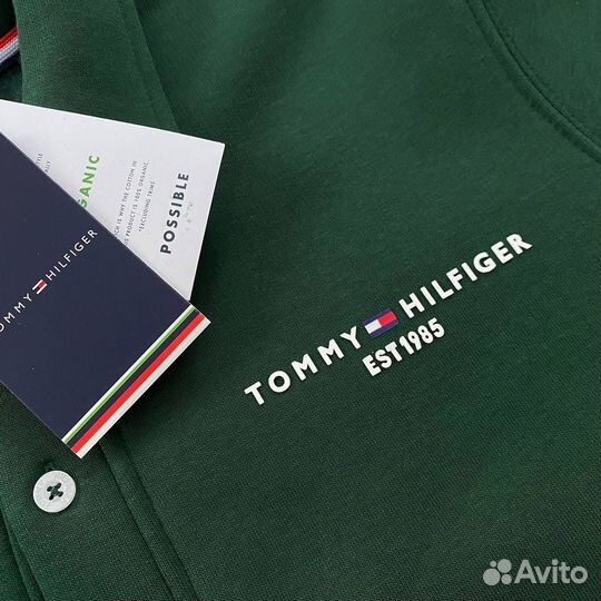 Tommy hilfiger свитшот на пуговицах зеленый (флис)