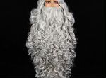 Борода и парик Деда Мороза натуральный цвет