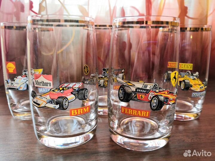 Стаканы Богемия с гоночными машинами 5 шт
