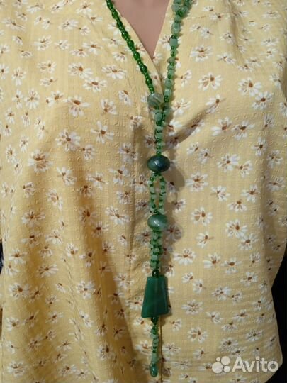 Бусы зеленые. Агат