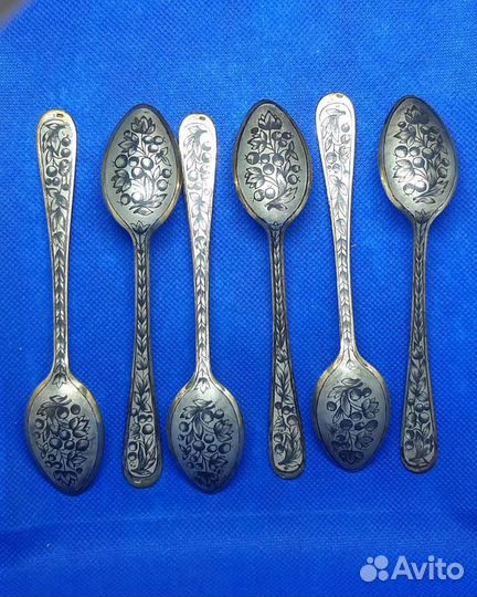 Ложки чайные. Серебро 875,чернь