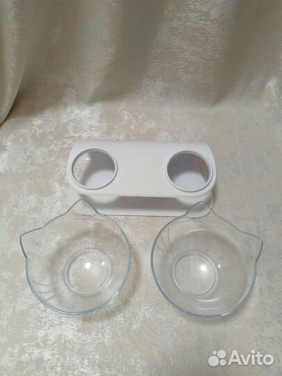 Миска двойная для кошек и собак маленьких пород