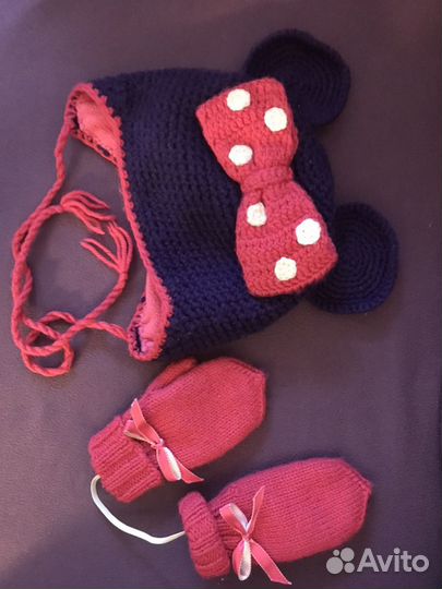 Шапка и варежки Минни