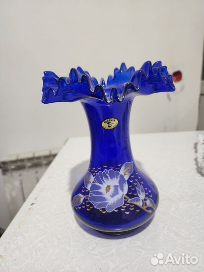 Ваза цветное стекло богемия чехия