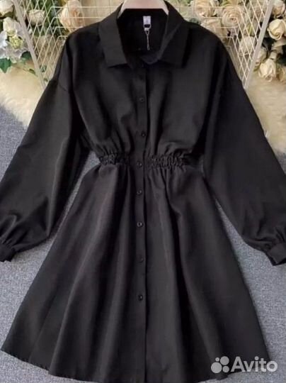 Платье рубашка черное