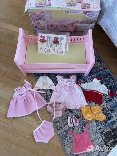 Кровать беби борн + одежда для куклы baby born