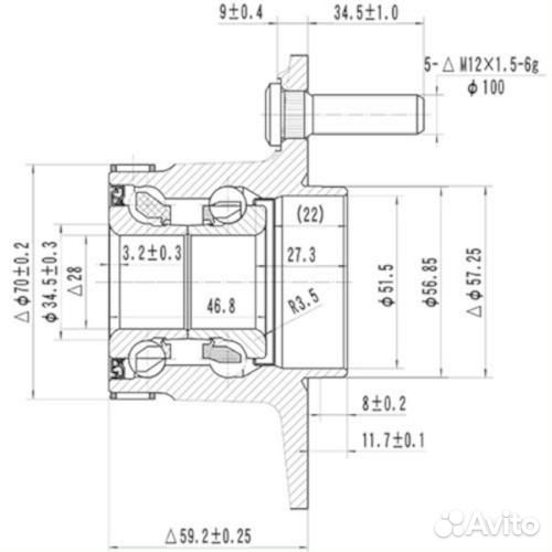 Zikmar Z89204R Ступица колеса chrysler cirrus/ sering/ dodge stratus 98-06 зад