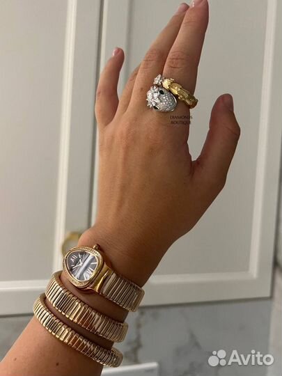 Кольцо bvlgari serpenti золото 750, бриллианты