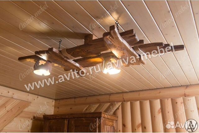 Люстра Шале из дерева под старину. Люстра на заказ