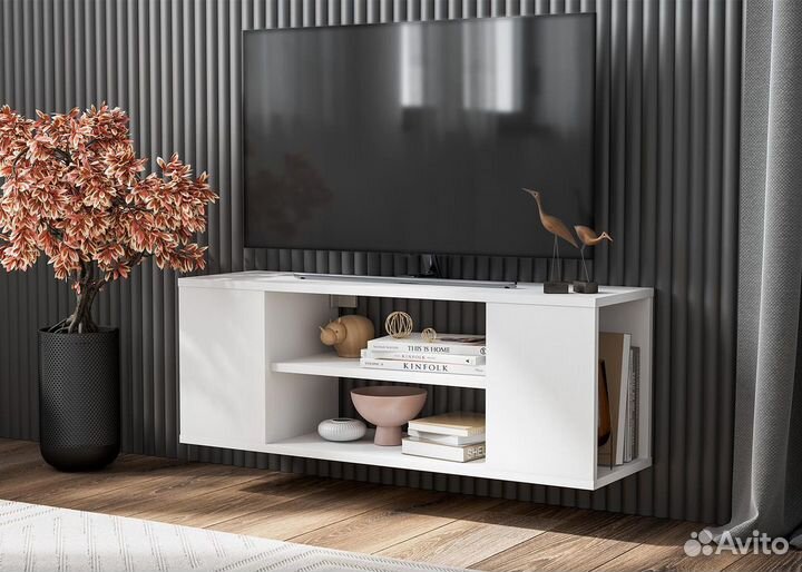 Тумба тв Токио подвесная/напольная, белый текстурн