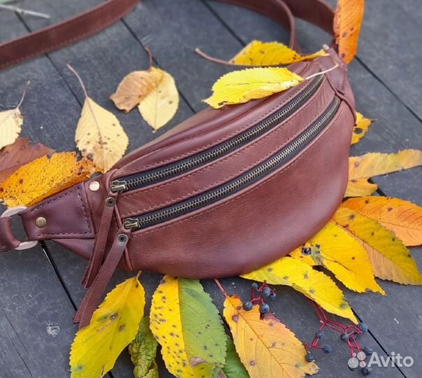 Кожаная сумка на пояс, через плечо, под заказ