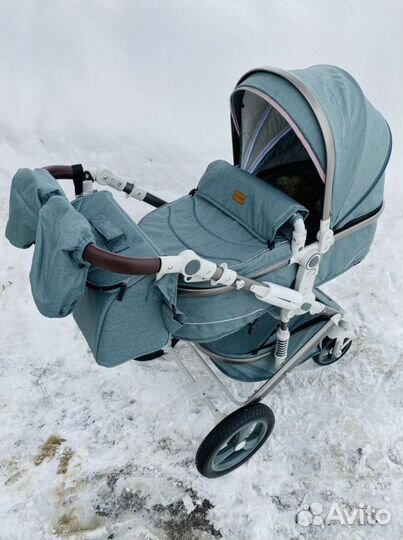 Новая коляска 3в1 бирюзовая
