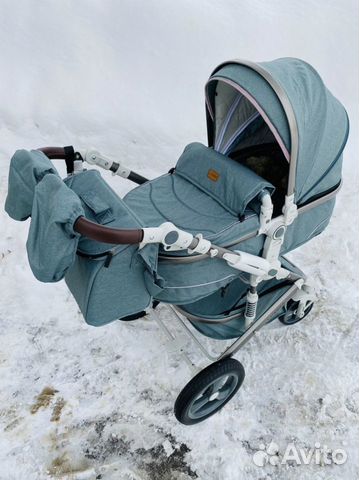 Новая коляска 3в1 бирюзовая