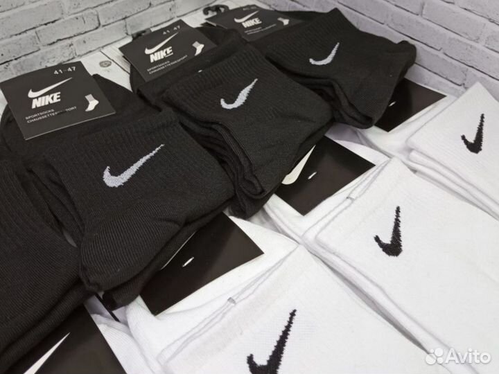 Белые чёрные носки Nike хлопок