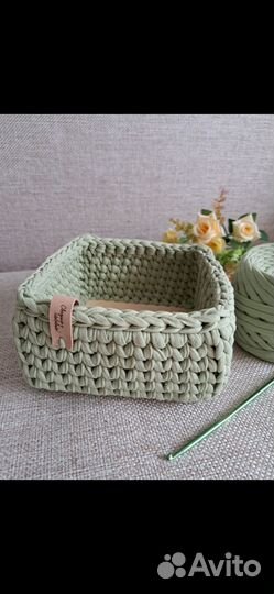 Корзинка из трикотажной пряжи