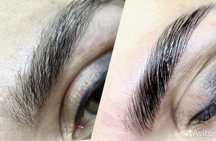 Вельвет/ламинирование ресниц, архитектура бровей