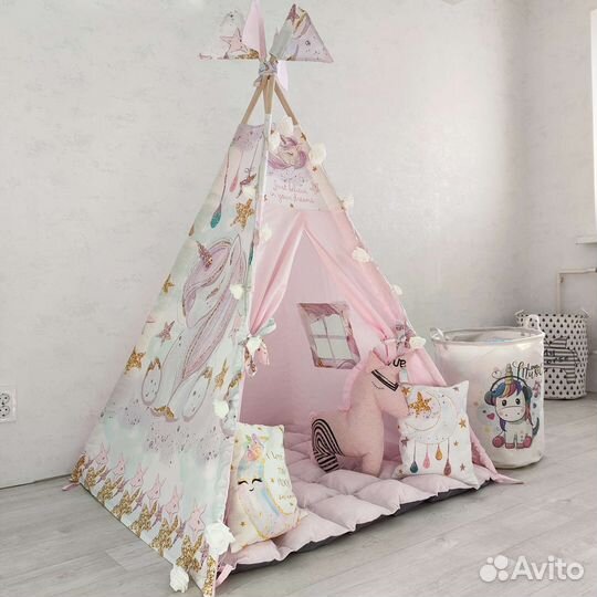 Вигвам детский, палатка для девочки, единорог нов