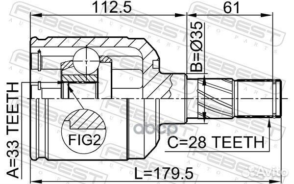 Шрус внутренний L 33x35x28 mazda 6 wagon GY