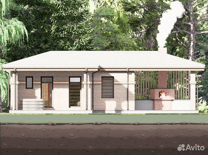 Готовый проект бани из газобетона Левата, 57 м2, 1