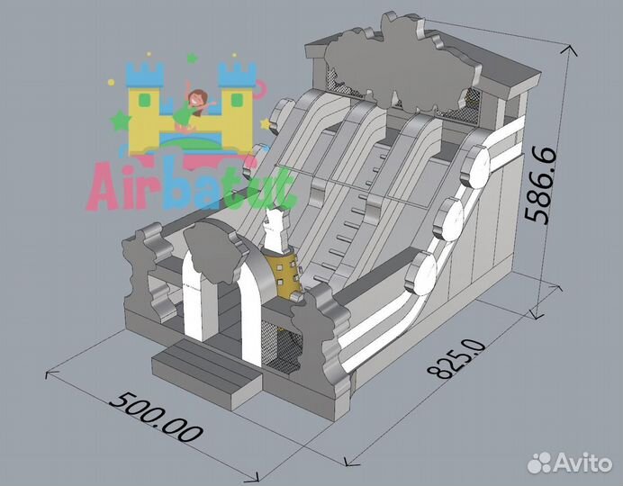 Батут надувной коммерческий аттракцион горка 5х13